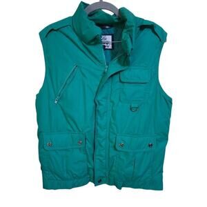 Vintage The Company Store Down Vest Green Puffer Utility Pockets Men’s L